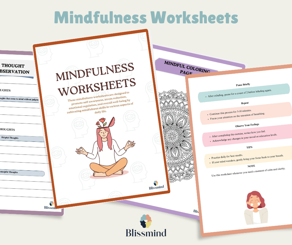 Mindfulness Worksheets: Digital Worksheet Set (15 Worksheets, 27 pages)