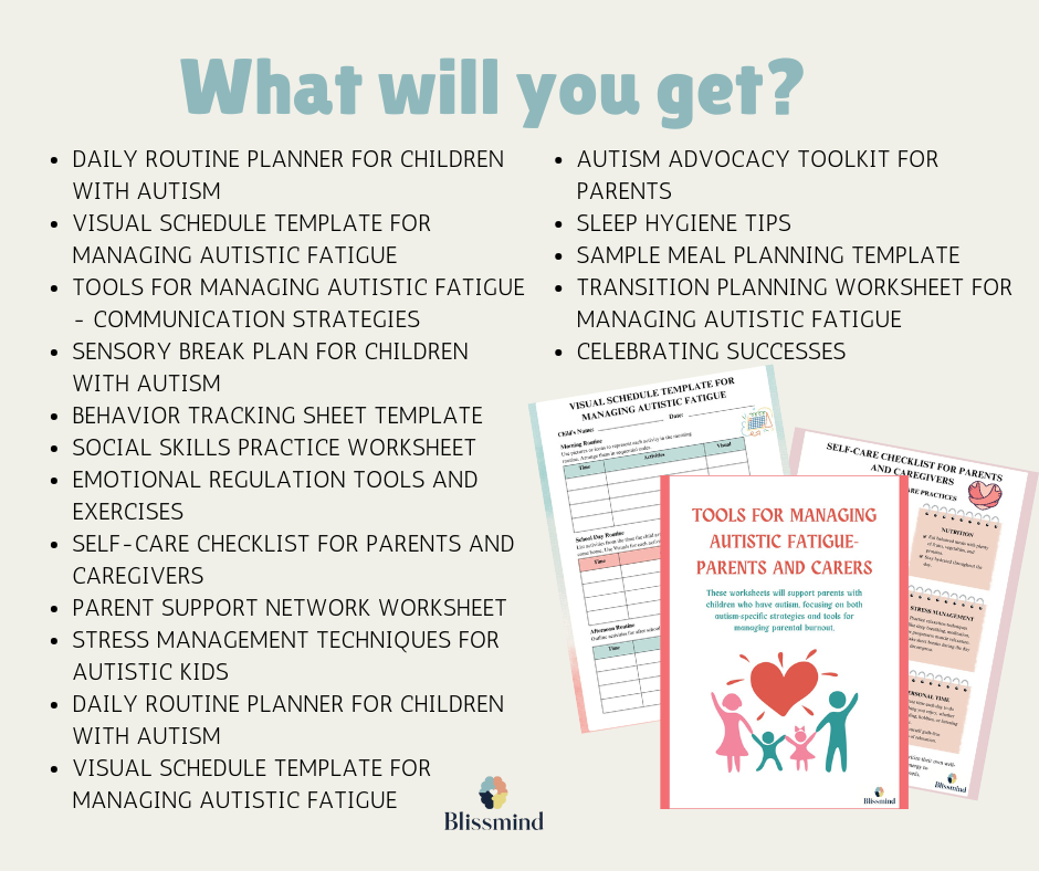 Tools for Managing Autistic Fatigue - Parents and Caregivers, Digital Download (15 Worksheets, 30 pages)