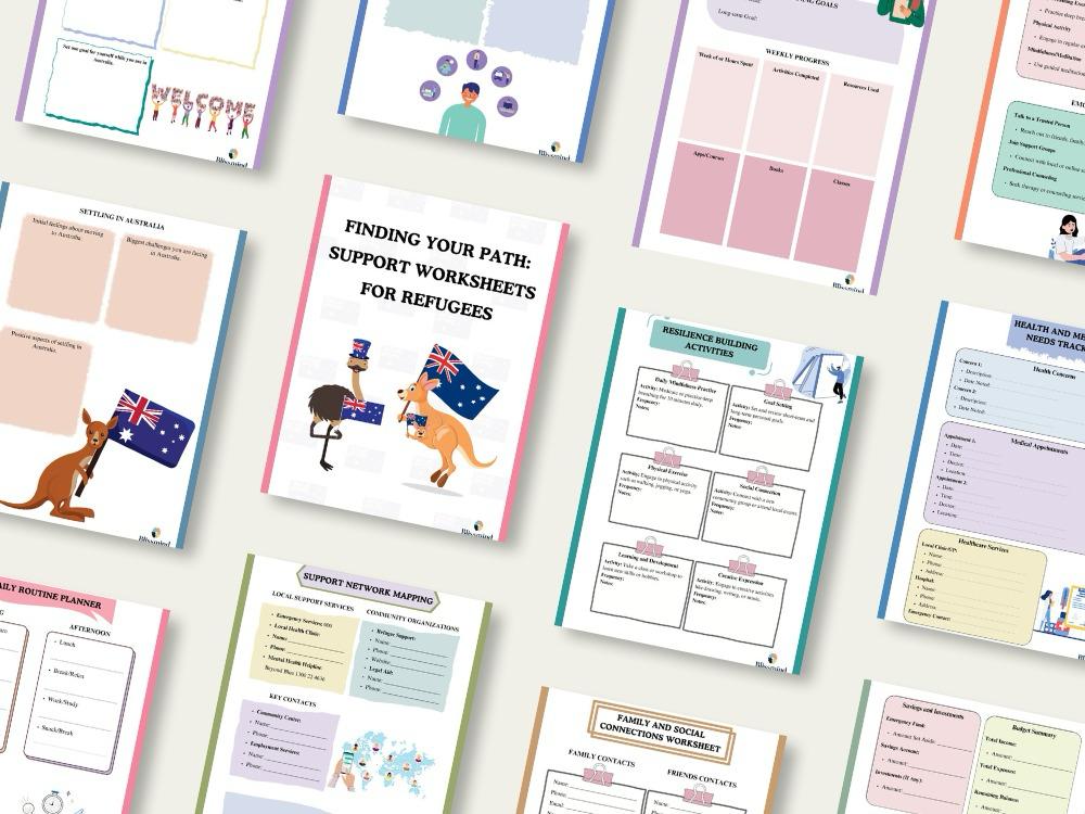 Support Worksheets for Refugees: Digital Worksheet Set (15 Worksheets, 24 pages)