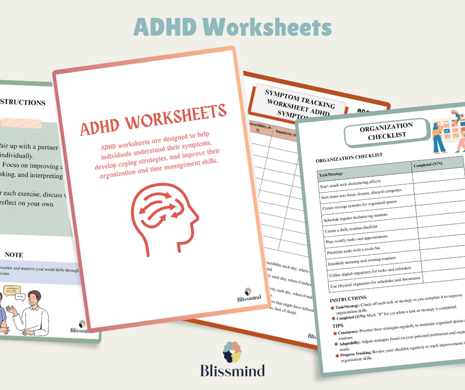 ADHD Worksheets – Digital Download (15 Sheets, 28 pages)