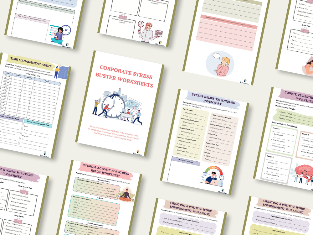 Corporate Stress Buster Worksheets – Digital Download (15 Sheets,22 pages)