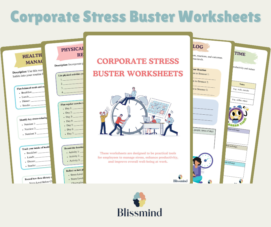 Corporate Stress Buster Worksheets – Digital Download (15 Sheets,22 pages)