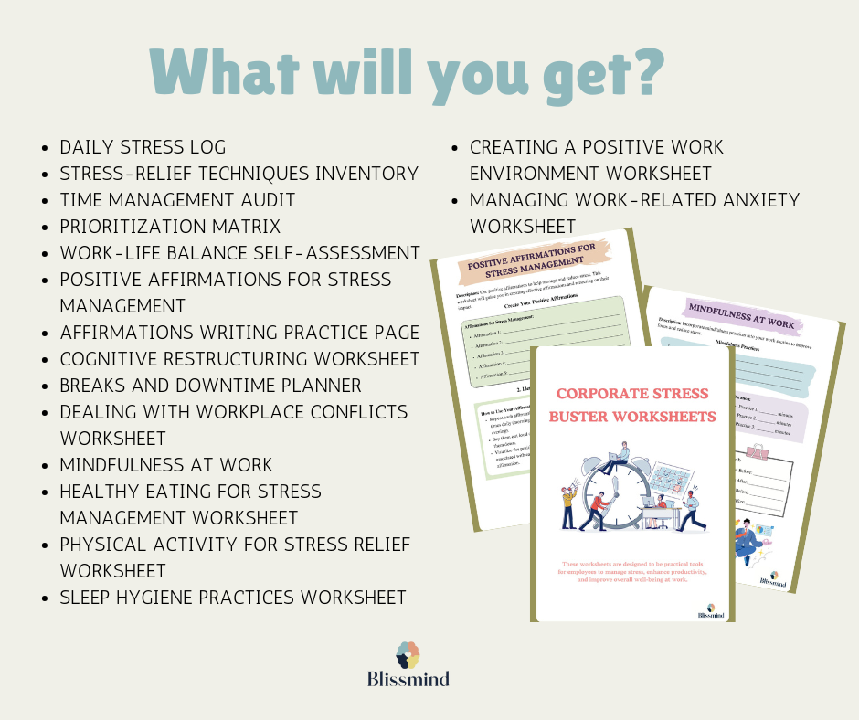 Corporate Stress Buster Worksheets – Digital Download (15 Sheets,22 pages)