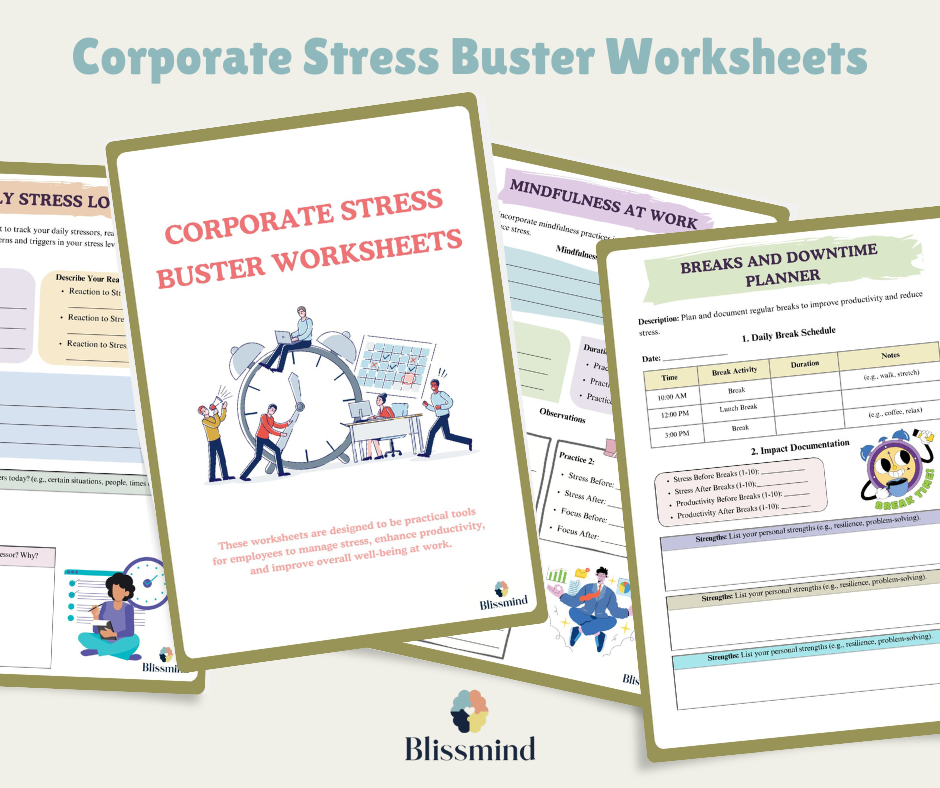 Corporate Stress Buster Worksheets – Digital Download (15 Sheets,22 pages)