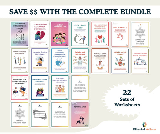 Mental Health Worksheets Mega Bundle (22 Digital PDFs)