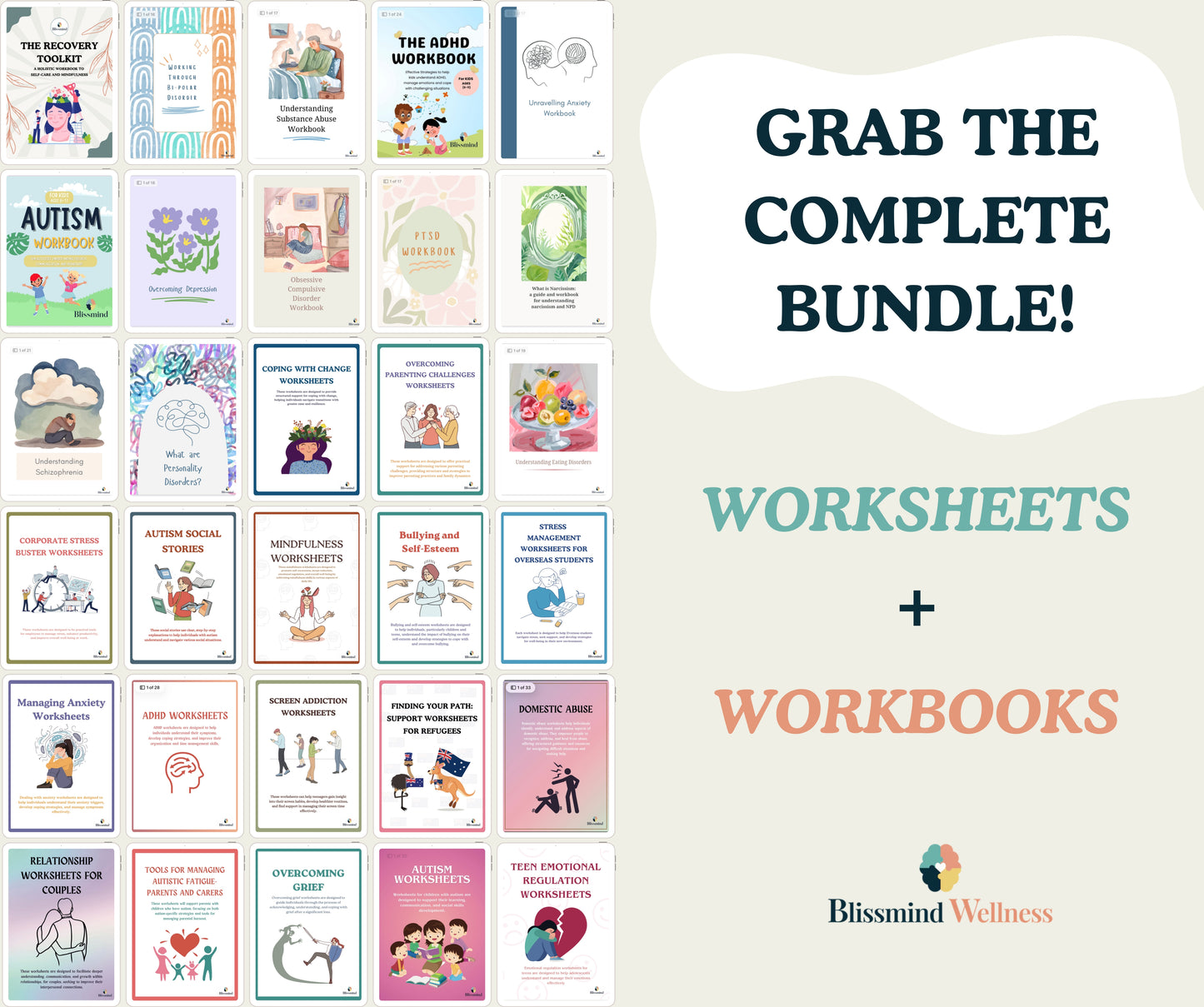 Ultimate Mental Health Mega Bundle (30 digital PDFs)